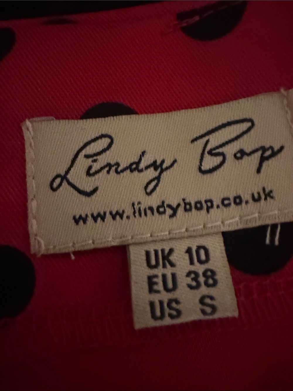 Lindy Bop Red Polka Dot Fit-and-Flare Dress with Black Collar Vintage - Picture 2 of 6